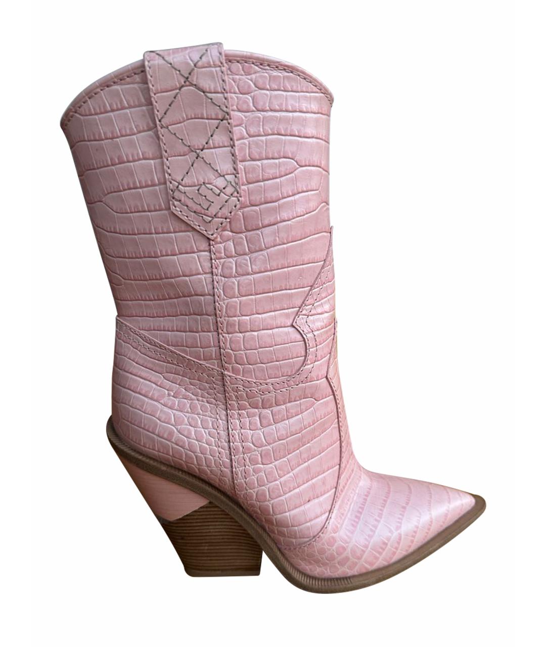 FENDI Розовые кожаные сапоги, фото 1