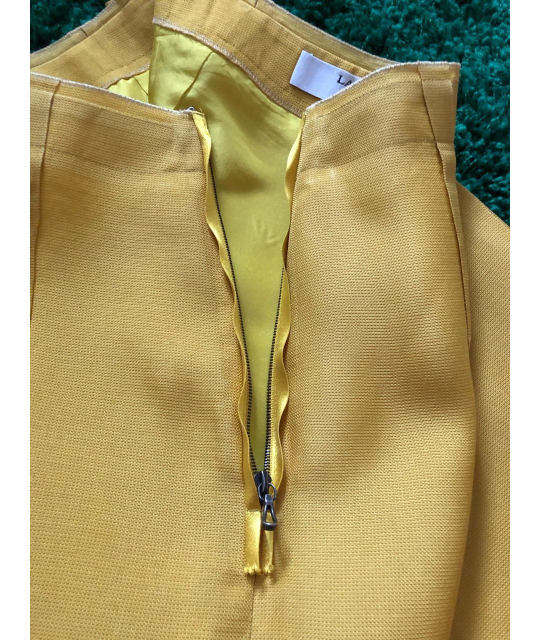LANVIN Желтая шелковая юбка миди, фото 5