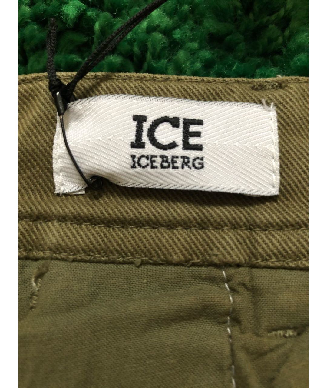 ICEBERG Горчичные хлопко-эластановые прямые брюки, фото 3