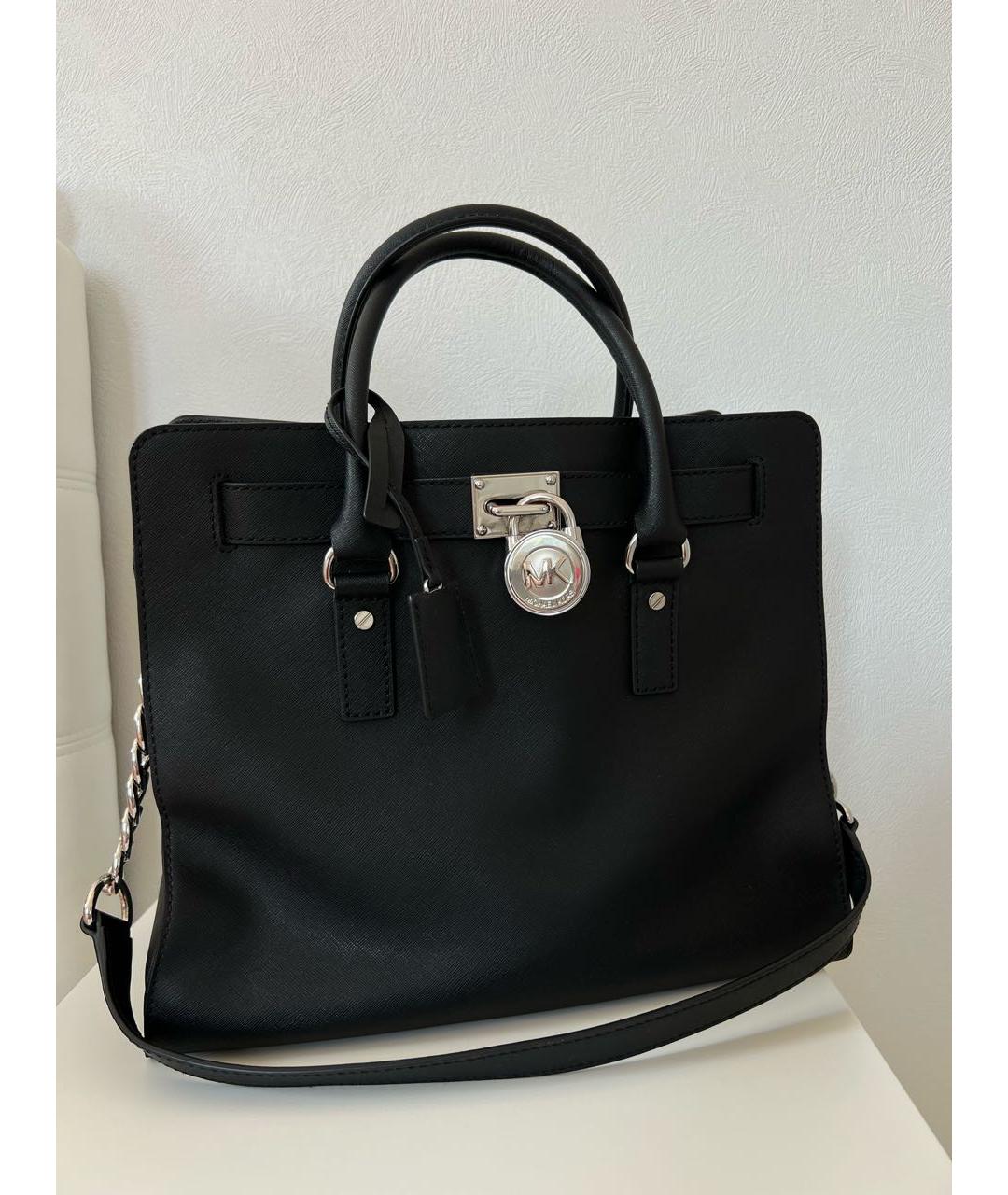 MICHAEL MICHAEL KORS Черная кожаная сумка с короткими ручками, фото 9