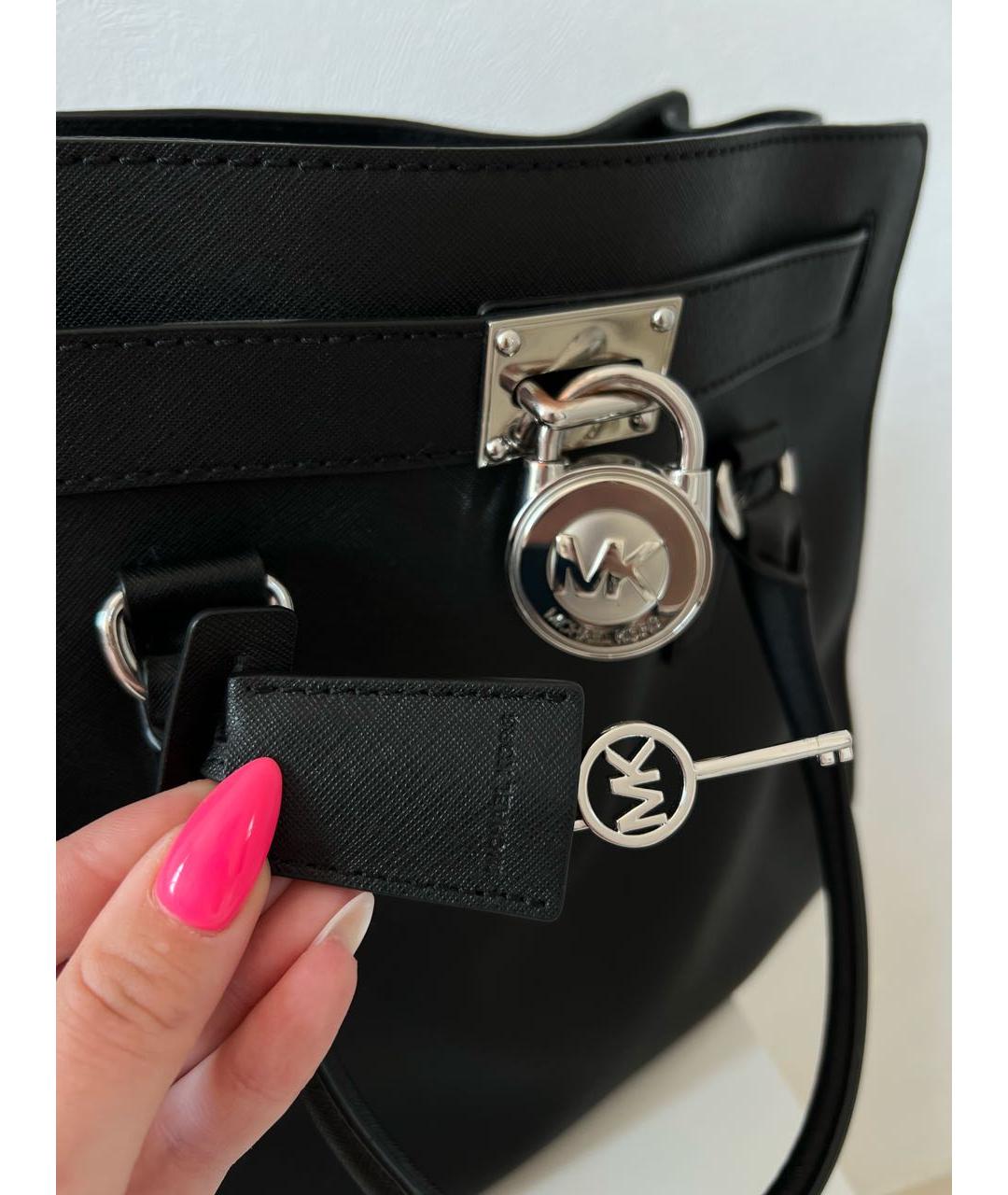 MICHAEL MICHAEL KORS Черная кожаная сумка с короткими ручками, фото 8