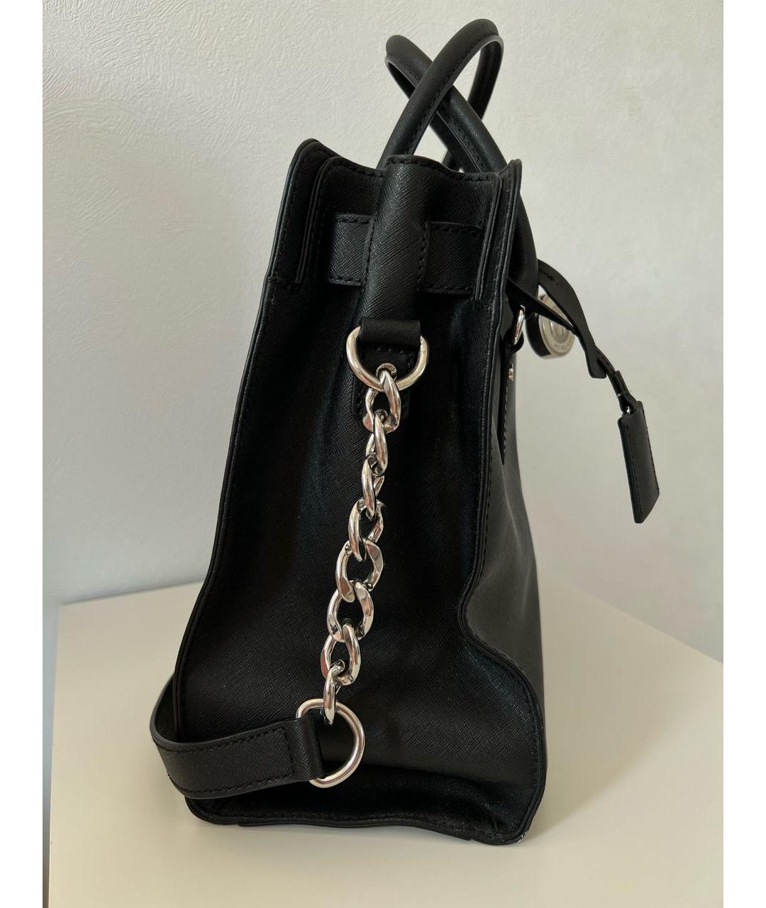 MICHAEL MICHAEL KORS Черная кожаная сумка с короткими ручками, фото 4