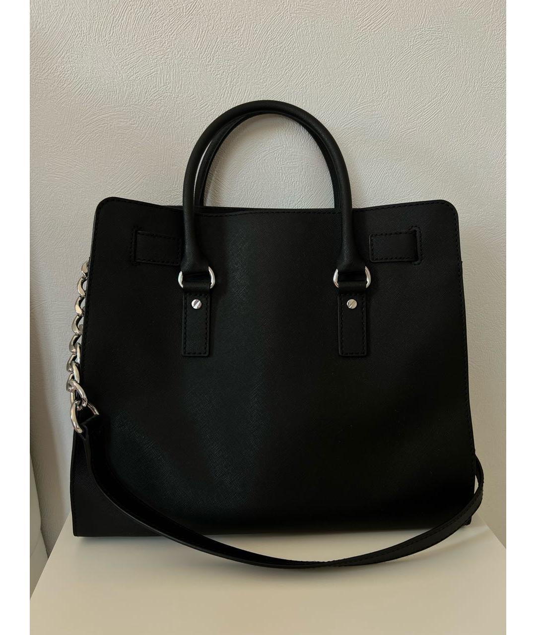 MICHAEL MICHAEL KORS Черная кожаная сумка с короткими ручками, фото 3