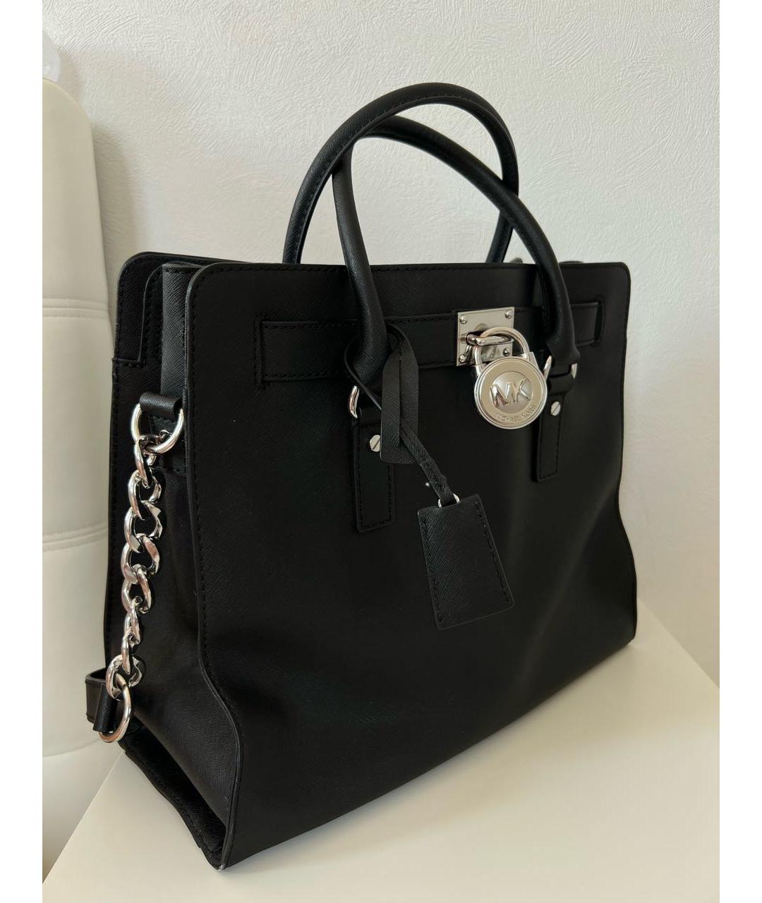 MICHAEL MICHAEL KORS Черная кожаная сумка с короткими ручками, фото 2