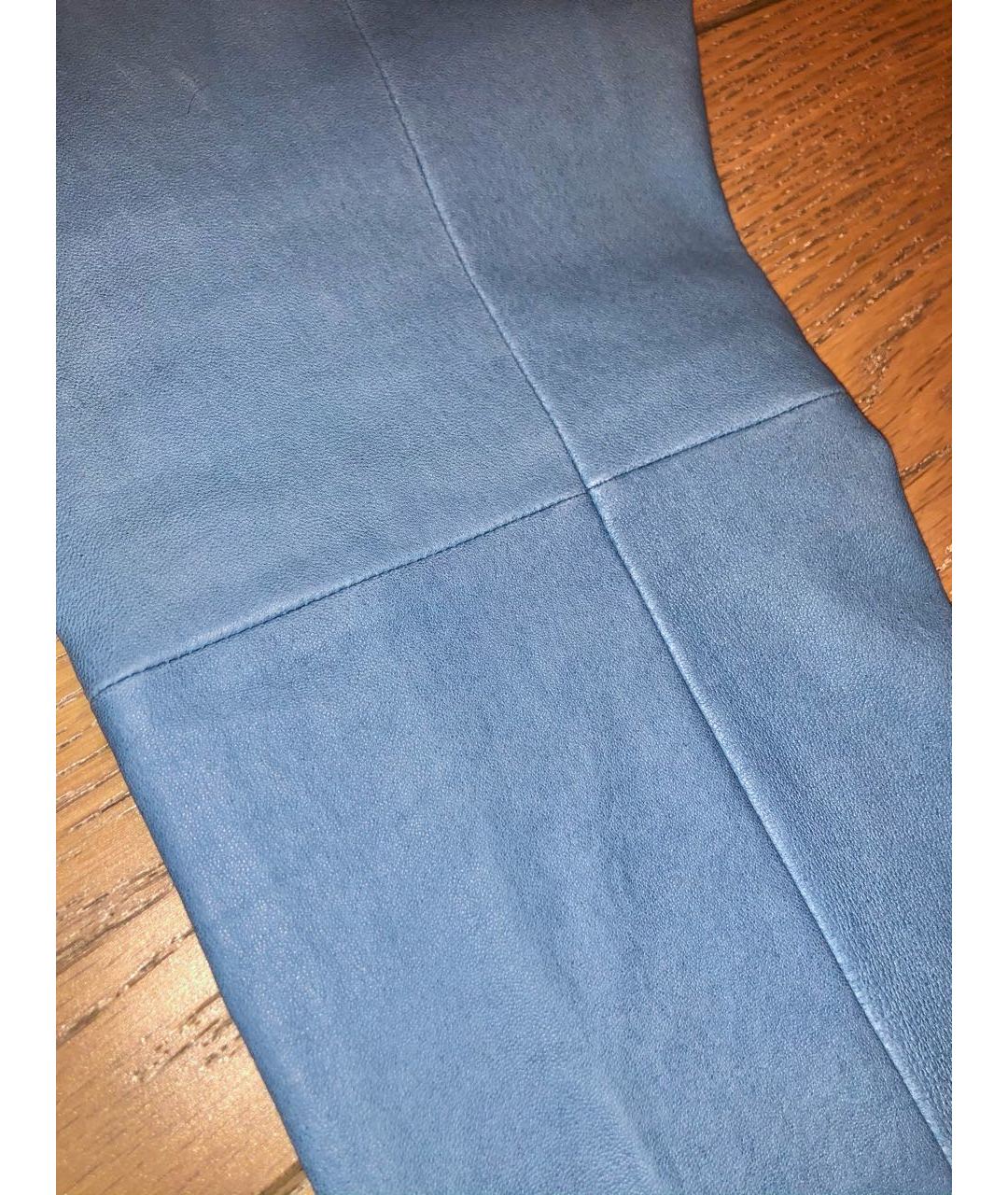 ALLUDE Голубые кожаные брюки узкие, фото 4