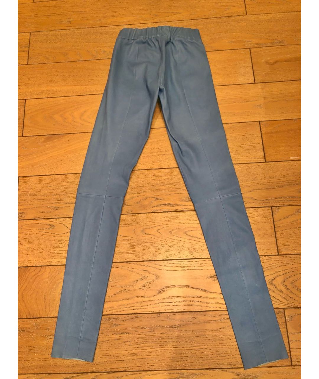 ALLUDE Голубые кожаные брюки узкие, фото 2