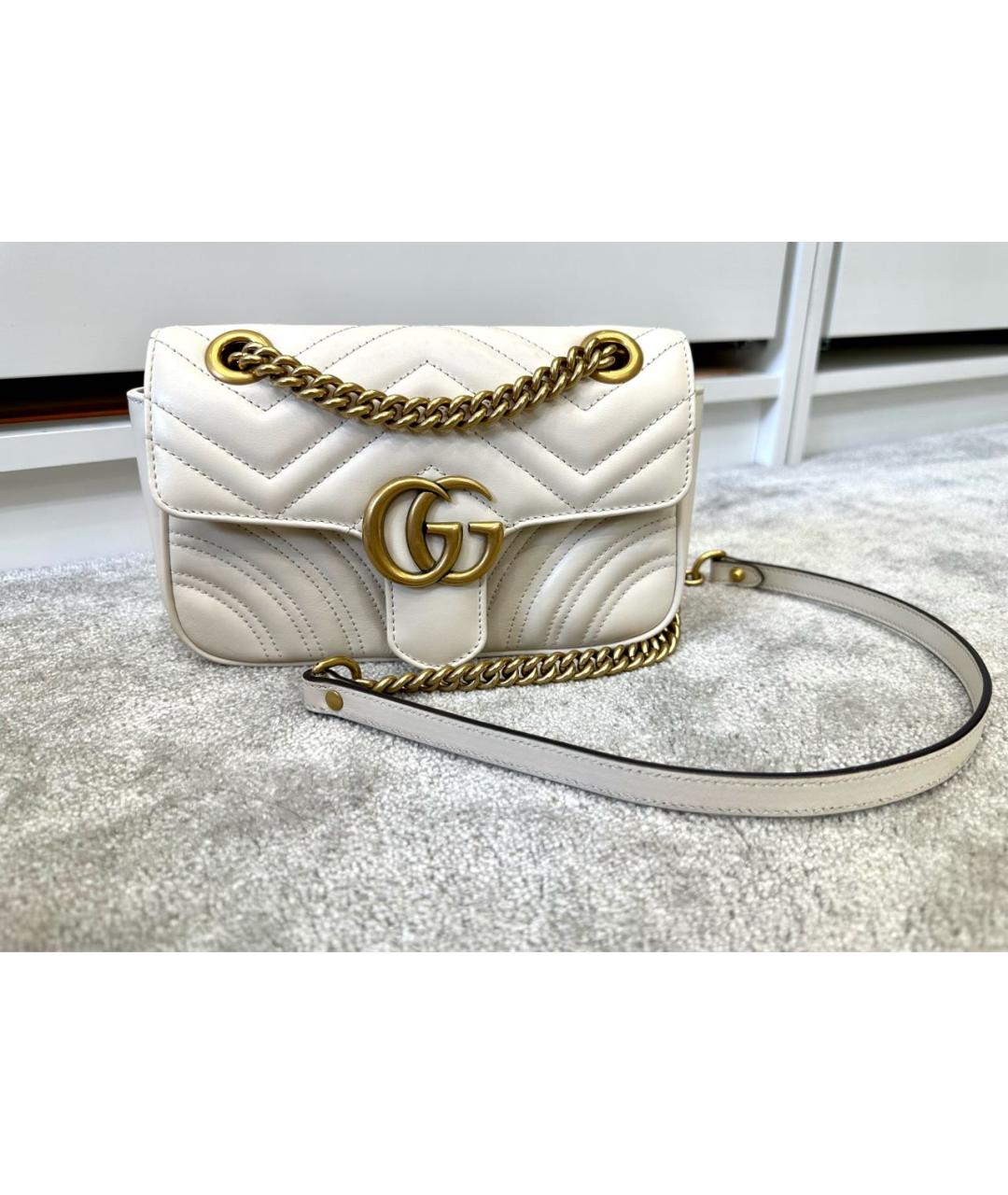 GUCCI Белая кожаная сумка через плечо, фото 2