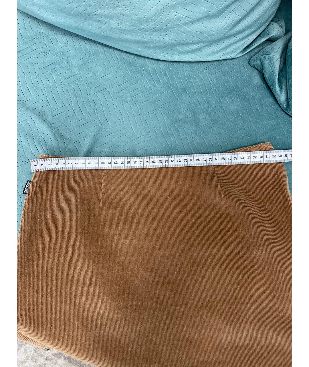 MOSCHINO Коричневая хлопко-эластановая юбка мини, фото 2