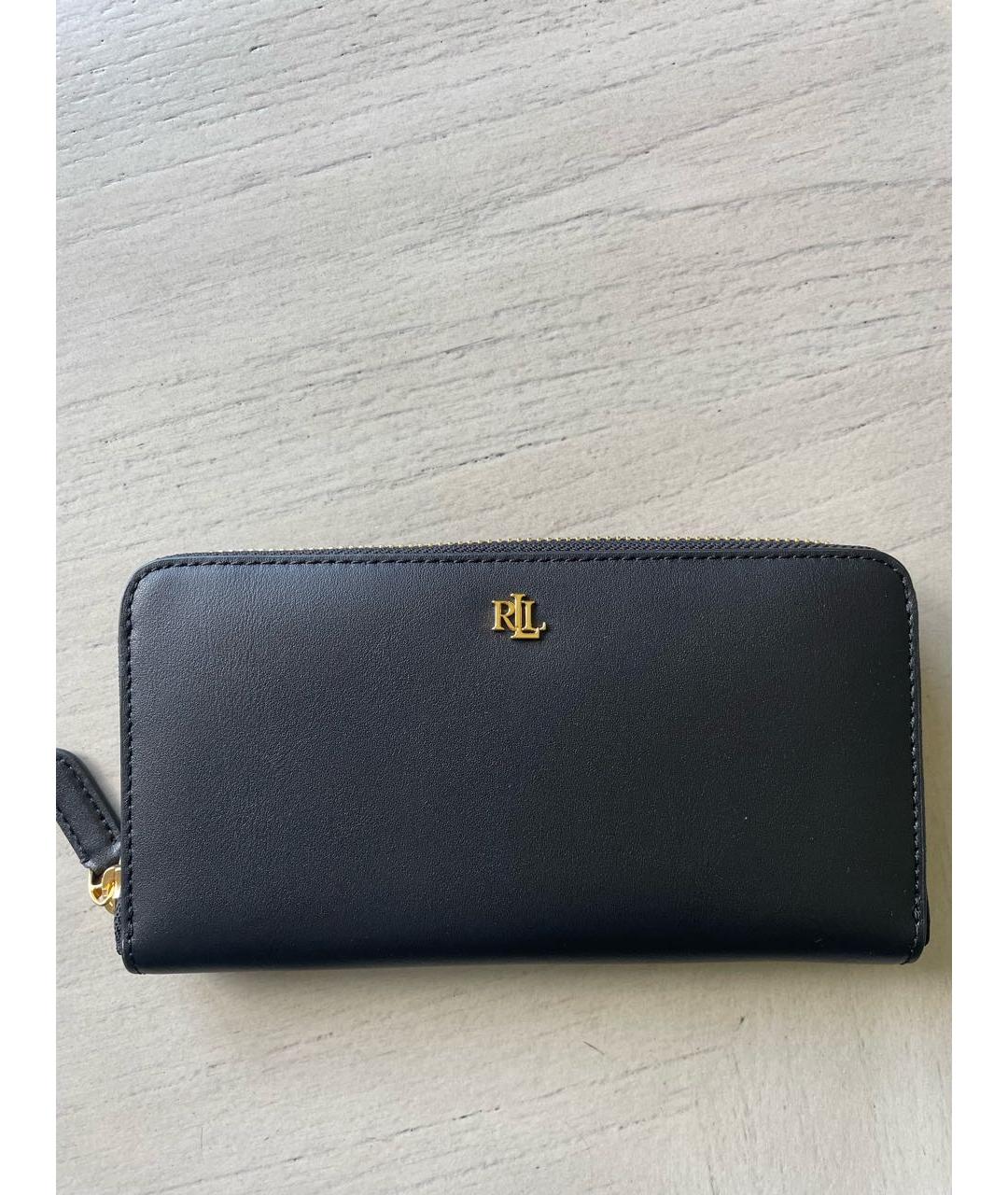 RALPH LAUREN Черный кожаный кошелек, фото 2