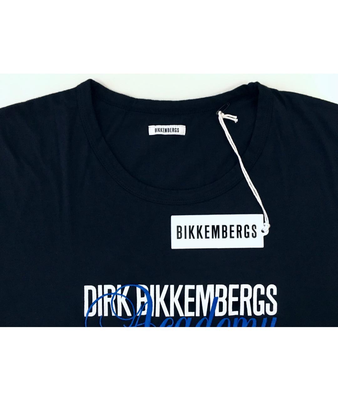 BIKKEMBERGS Темно-синяя хлопковая футболка, фото 4