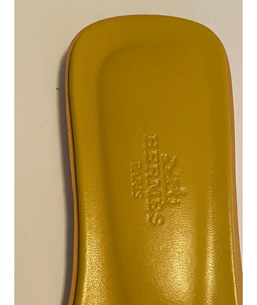 HERMES Желтые кожаные сандалии, фото 5