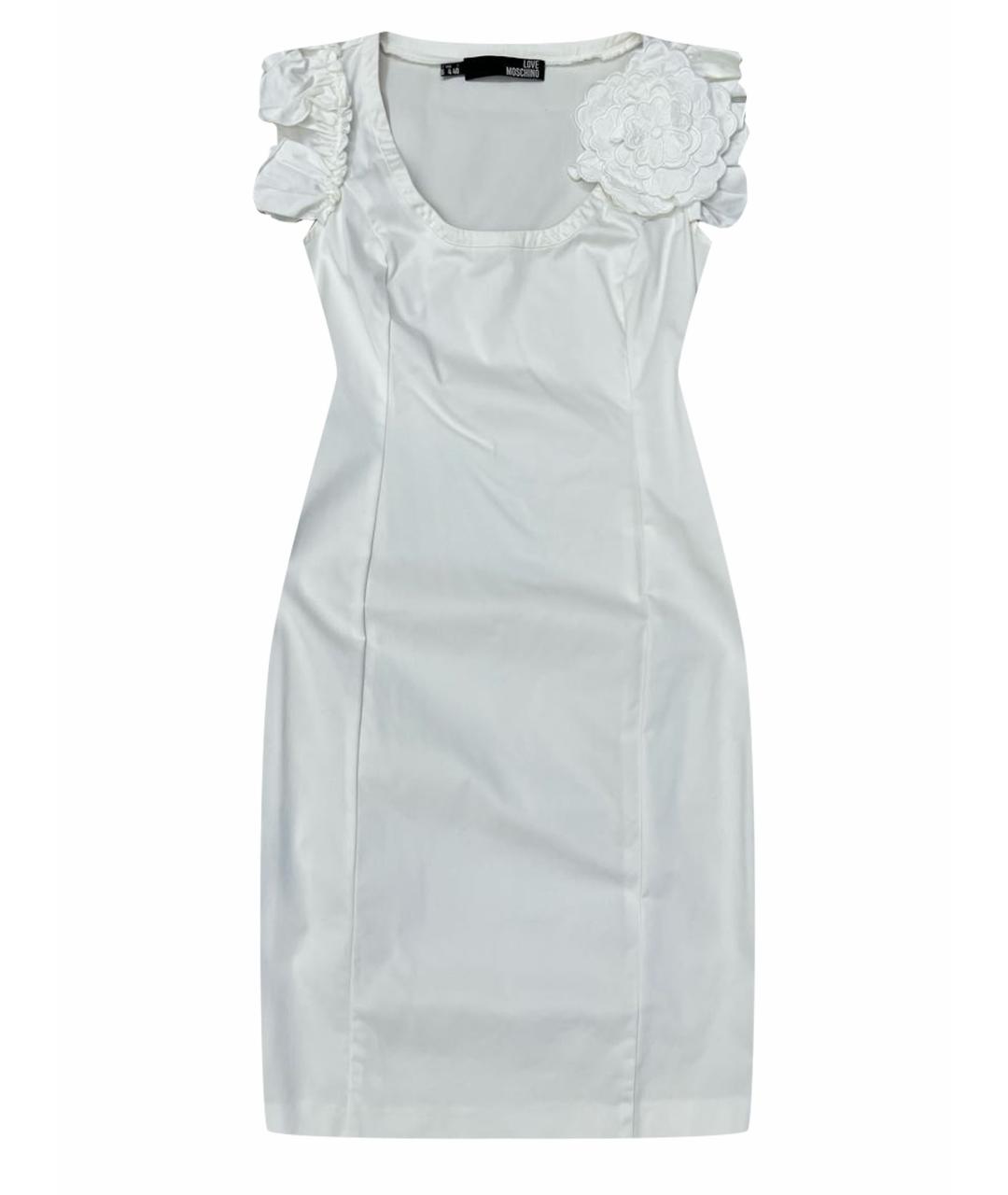 LOVE MOSCHINO Белое хлопковое коктейльное платье, фото 1