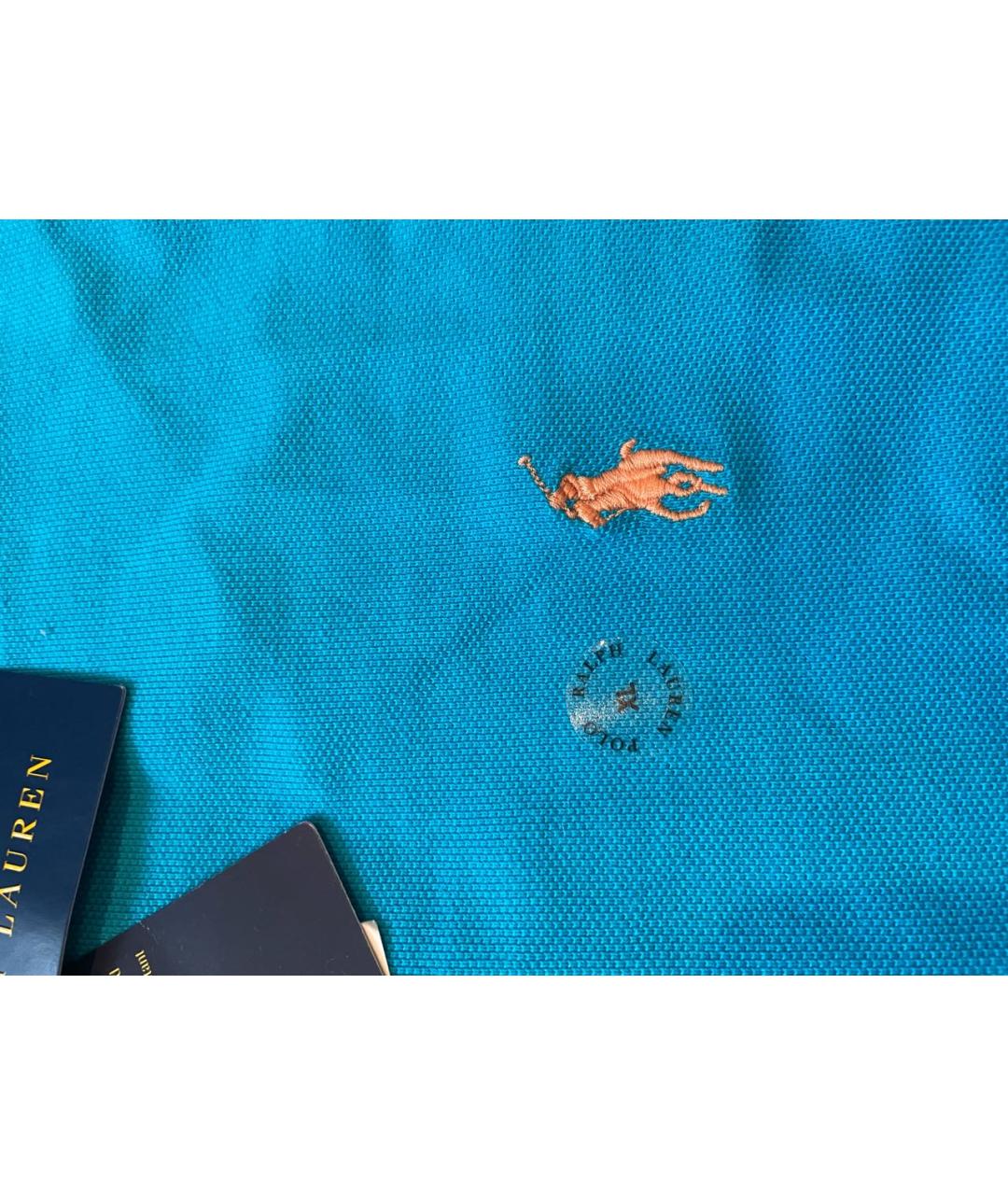 POLO RALPH LAUREN Бирюзовое хлопковое поло с коротким рукавом, фото 7