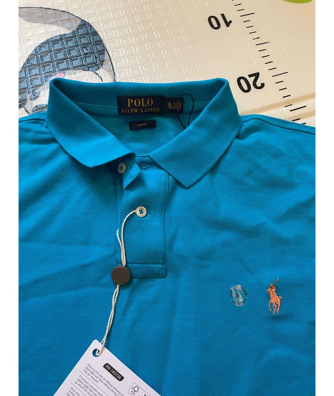 POLO RALPH LAUREN Бирюзовое хлопковое поло с коротким рукавом, фото 2