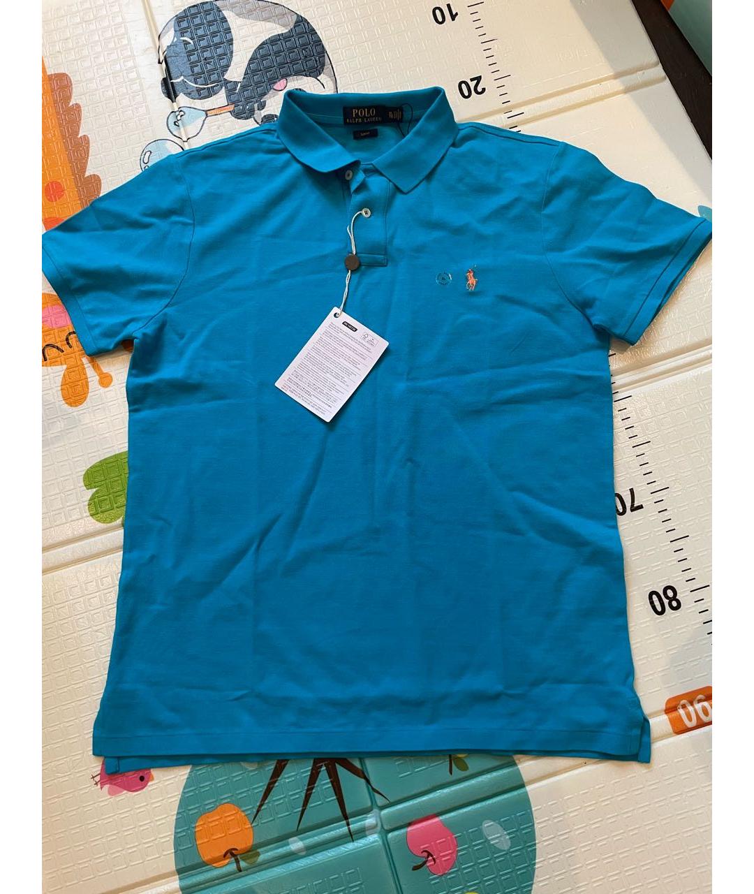 POLO RALPH LAUREN Бирюзовое хлопковое поло с коротким рукавом, фото 8