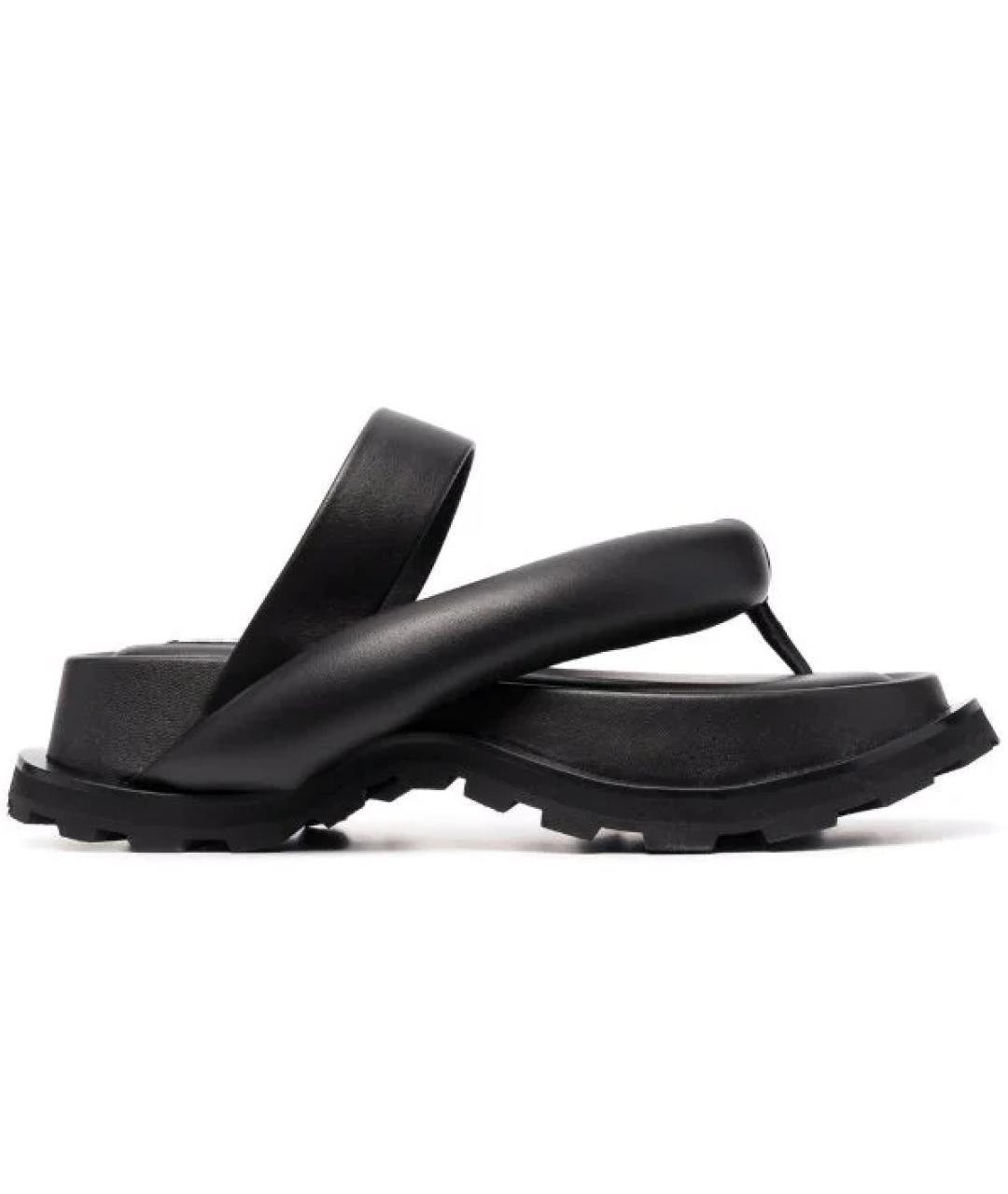 JIL SANDER Черные кожаные сандалии, фото 4