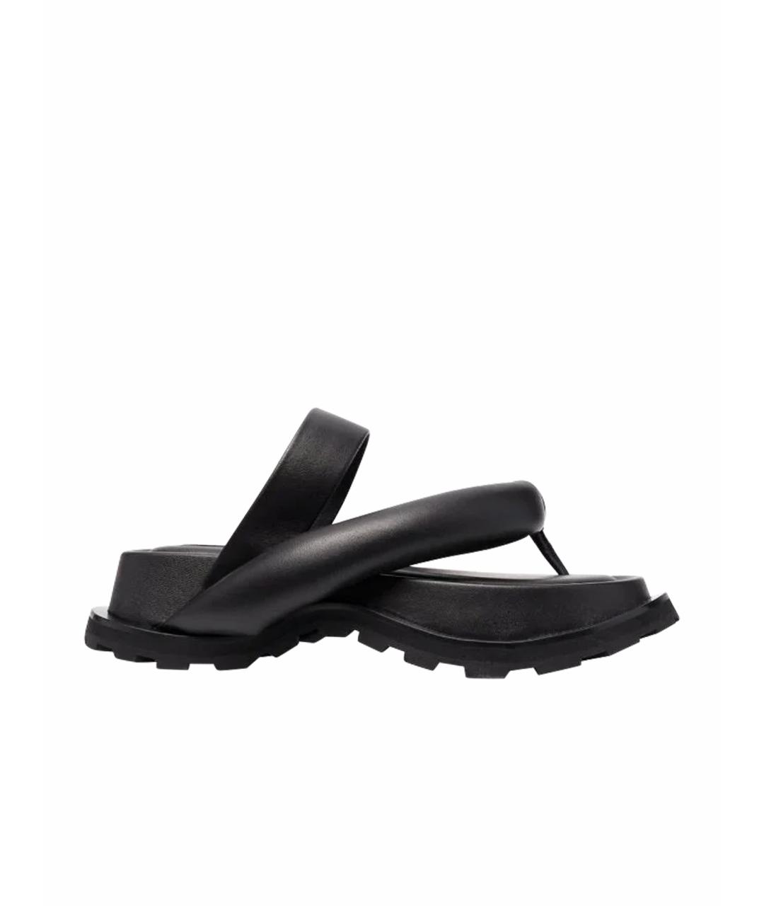 JIL SANDER Черные кожаные сандалии, фото 1