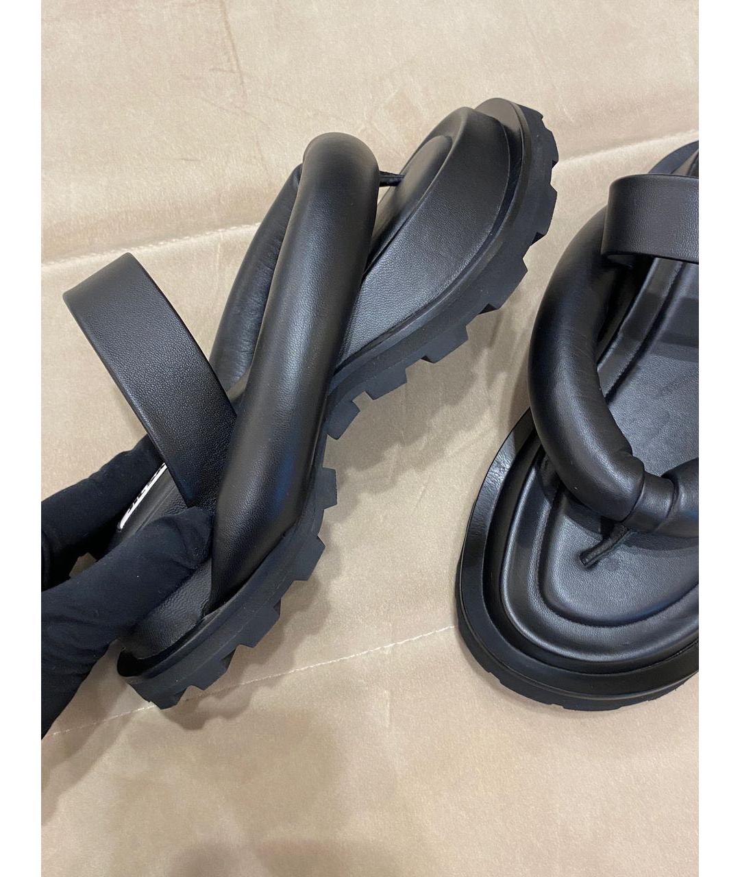 JIL SANDER Черные кожаные сандалии, фото 5