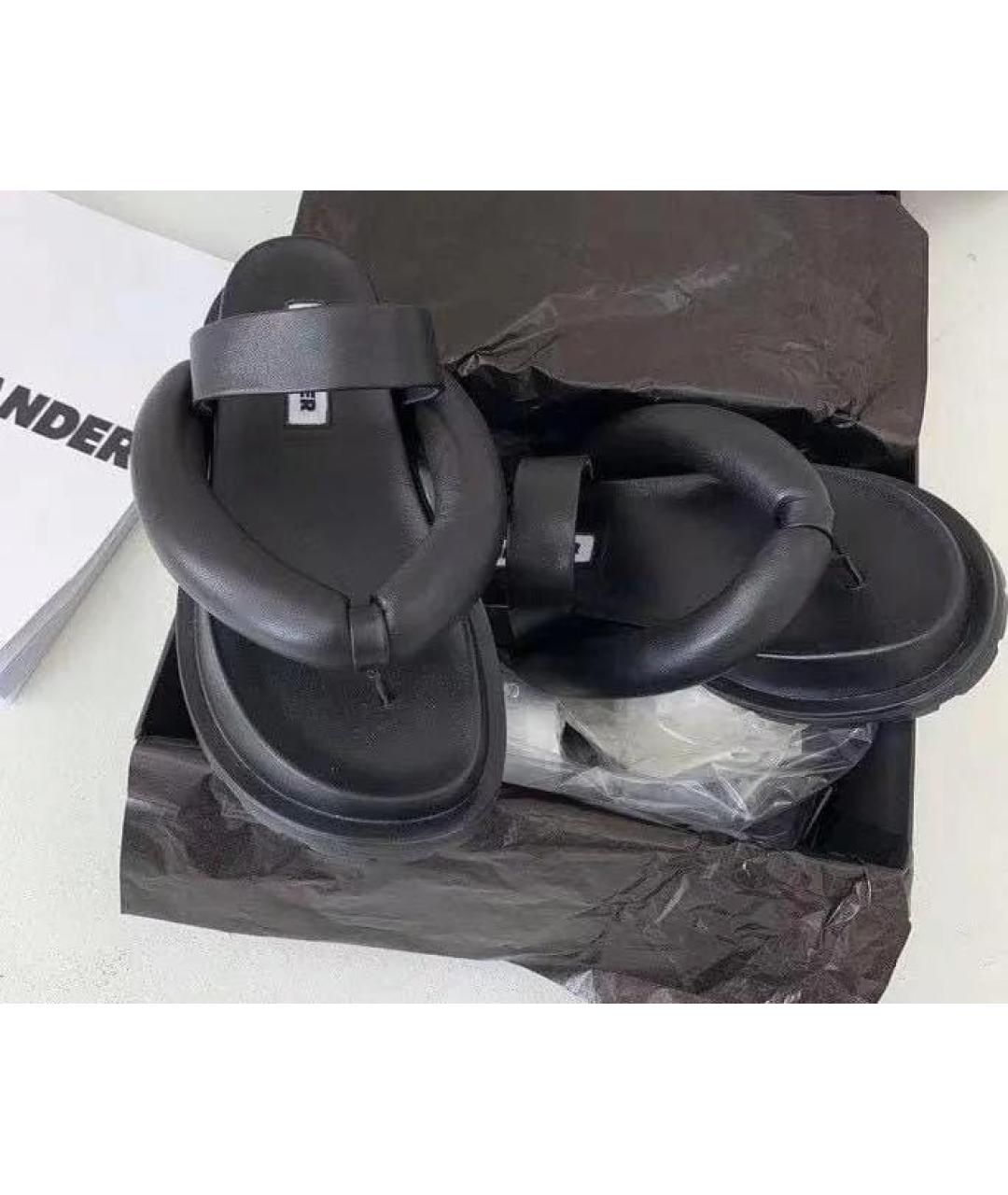 JIL SANDER Черные кожаные сандалии, фото 2