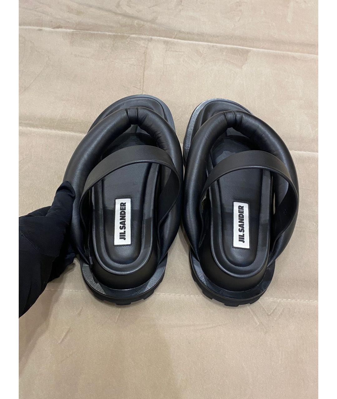 JIL SANDER Черные кожаные сандалии, фото 7