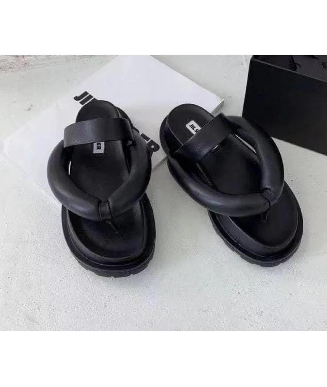 JIL SANDER Черные кожаные сандалии, фото 3