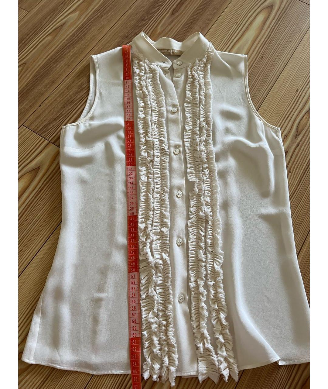 MICHAEL KORS Белая шелковая блузы, фото 7