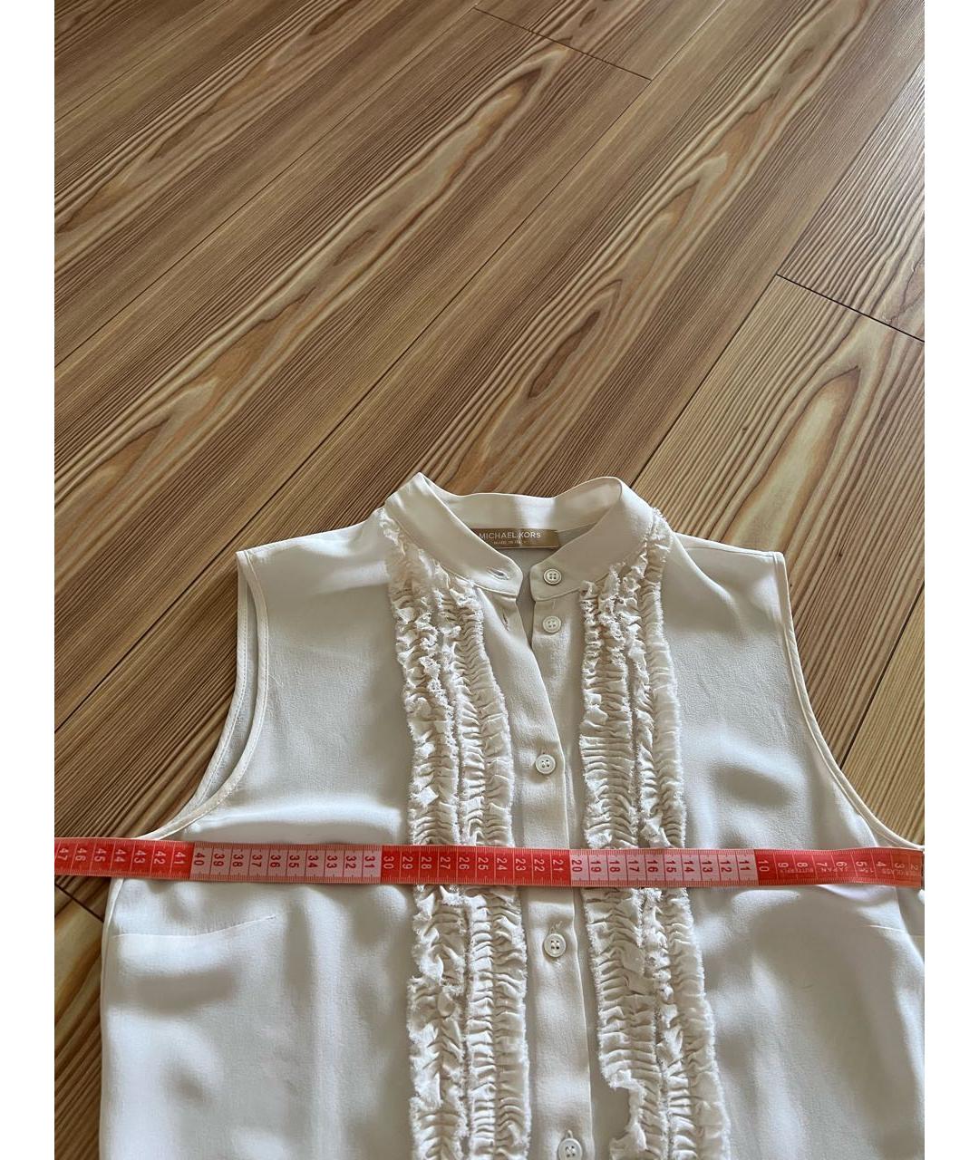 MICHAEL KORS Белая шелковая блузы, фото 6