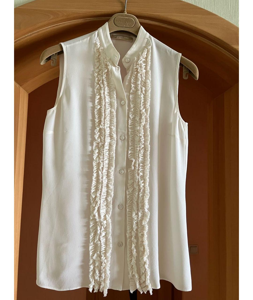 MICHAEL KORS Белая шелковая блузы, фото 9