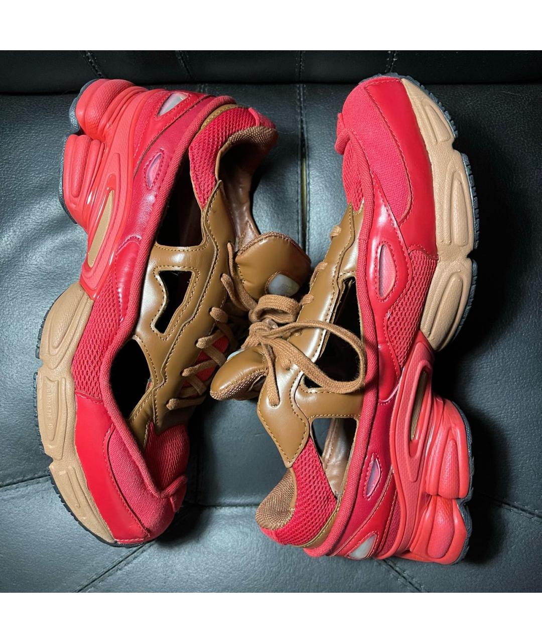 ADIDAS X RAF SIMONS Красные текстильные низкие кроссовки / кеды, фото 4