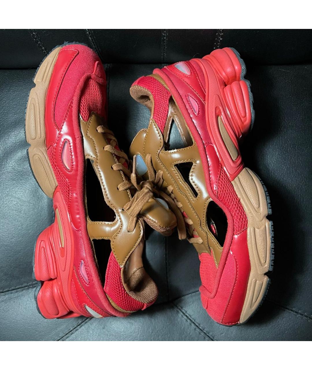 ADIDAS X RAF SIMONS Красные текстильные низкие кроссовки / кеды, фото 5