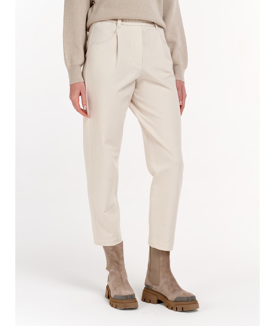 BRUNELLO CUCINELLI Белые хлопковые прямые брюки, фото 3