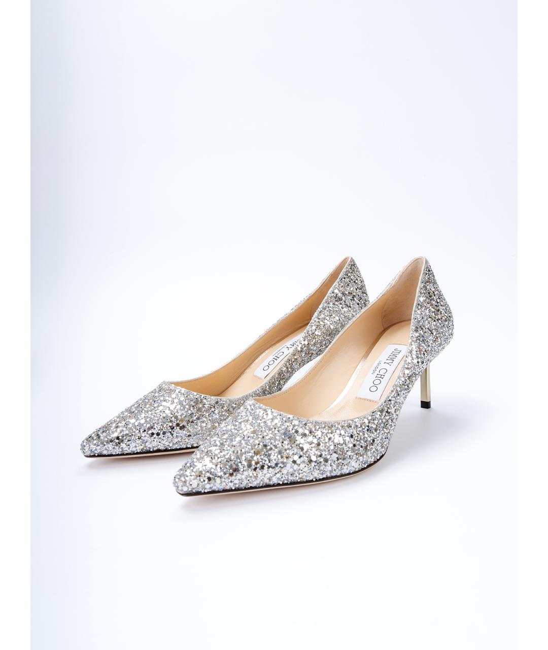 JIMMY CHOO Серебряные бархатные туфли, фото 3