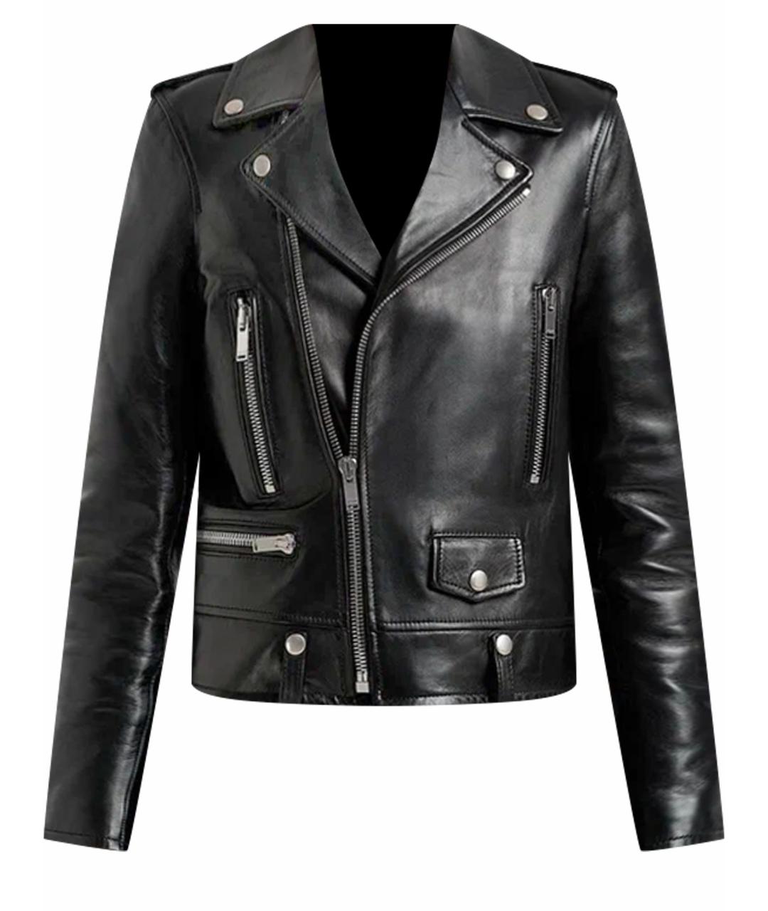SAINT LAURENT Черная кожаная куртка, фото 1