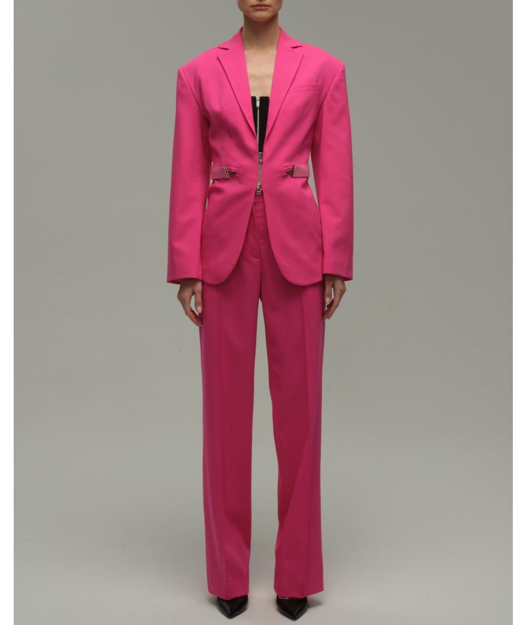JACQUEMUS Фуксия шерстяные прямые брюки, фото 2