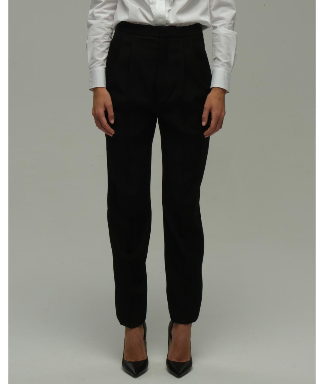 SAINT LAURENT Черные шерстяные брюки широкие, фото 4