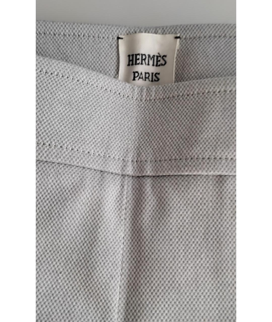 HERMES PRE-OWNED Серые хлопковые прямые брюки, фото 3