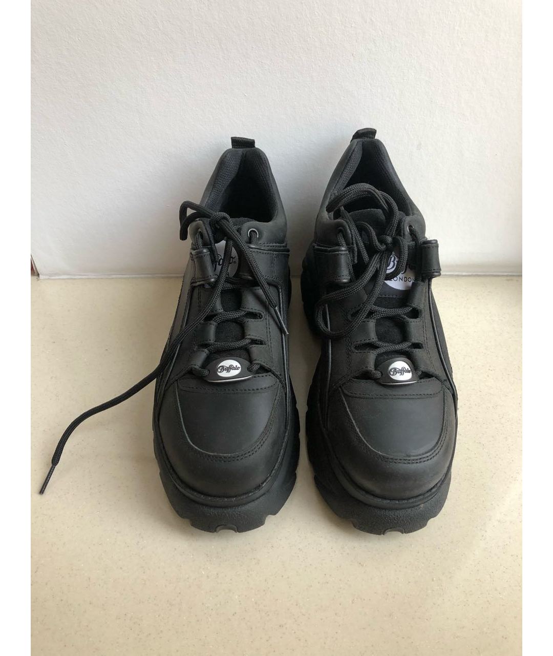 BUFFALO Черные кожаные кроссовки, фото 2