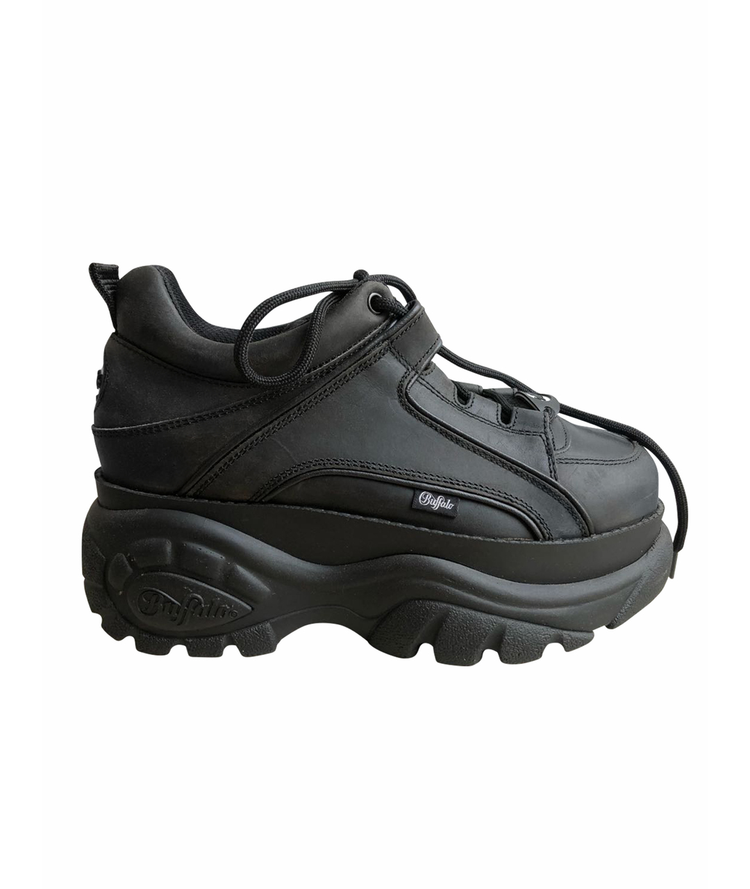 BUFFALO Черные кожаные кроссовки, фото 1