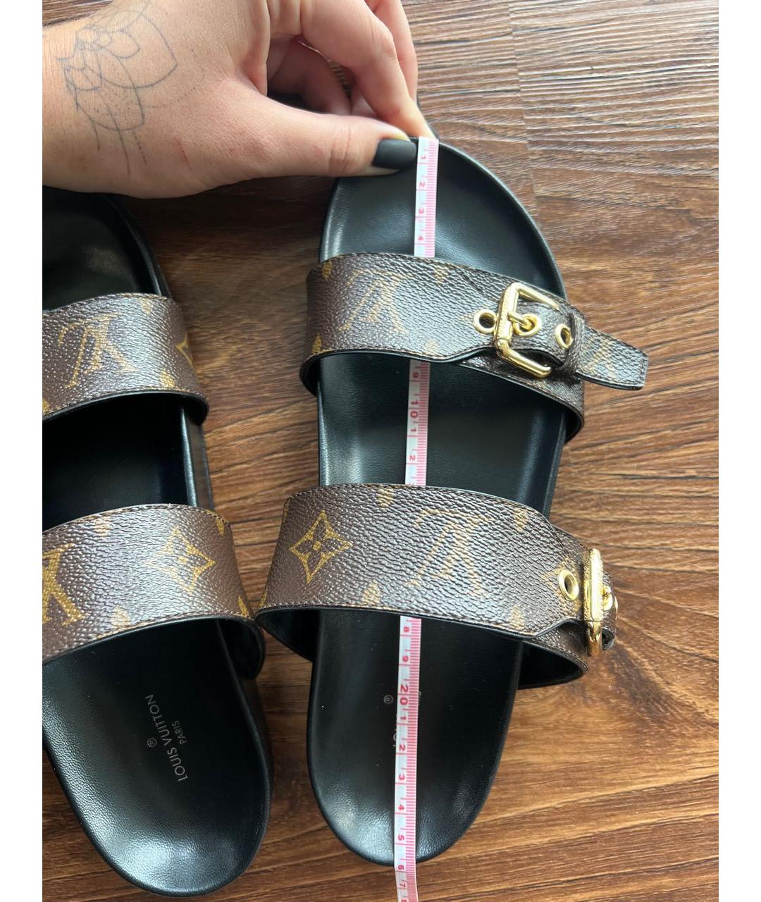 LOUIS VUITTON Коричневые кожаные сандалии, фото 6