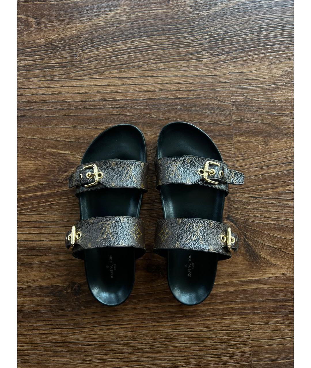 LOUIS VUITTON Коричневые кожаные сандалии, фото 3