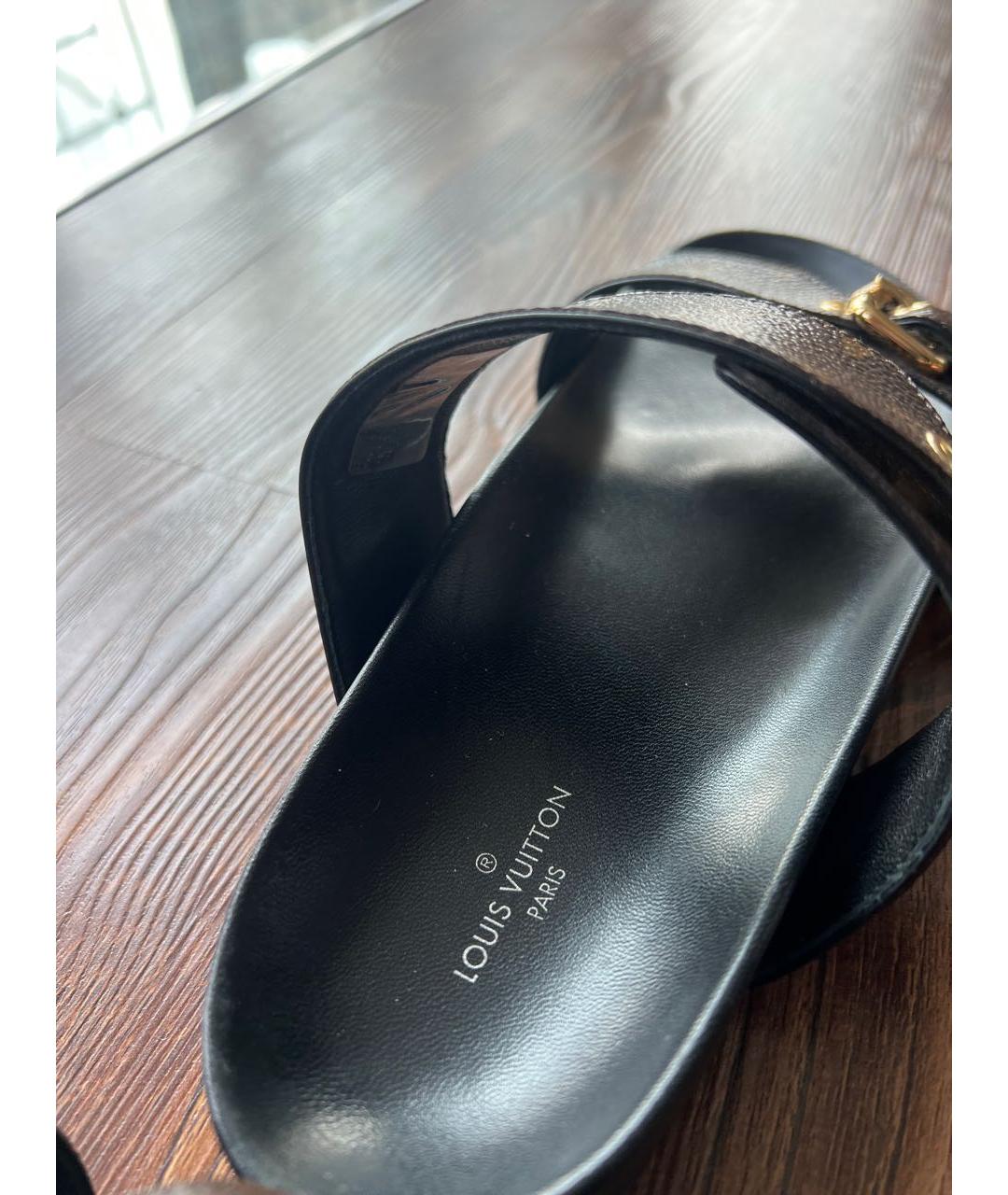 LOUIS VUITTON Коричневые кожаные сандалии, фото 8