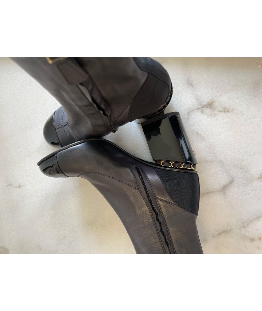 CHANEL Черные кожаные полусапоги, фото 4