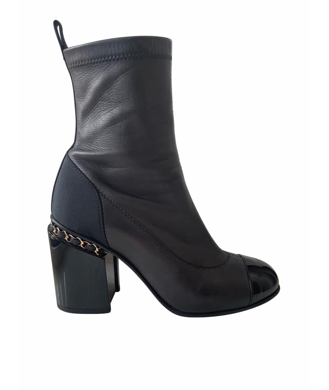 CHANEL Черные кожаные полусапоги, фото 1