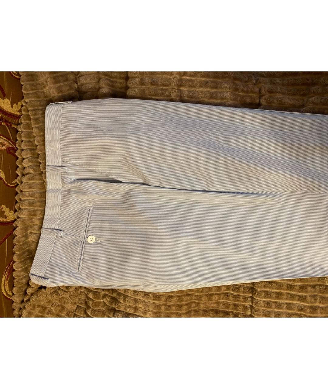 BRIONI Голубые хлопковые повседневные брюки, фото 3