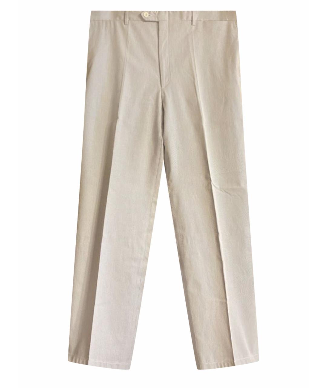 BRIONI Голубые хлопковые повседневные брюки, фото 1