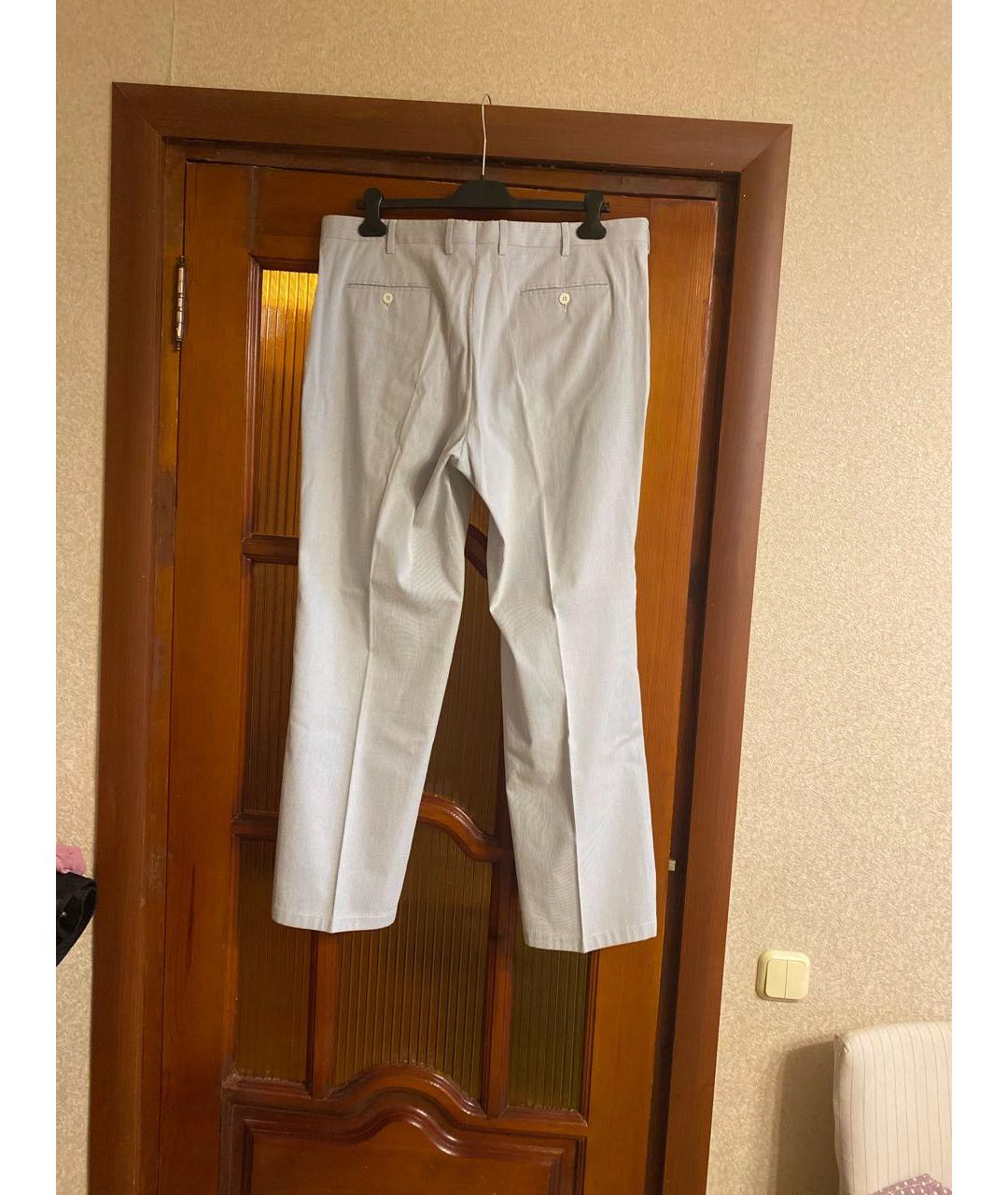 BRIONI Голубые хлопковые повседневные брюки, фото 2