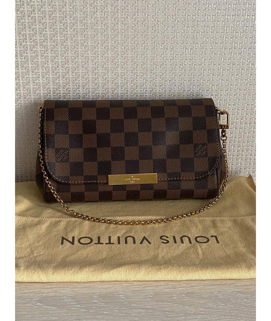 LOUIS VUITTON Коричневая кожаная сумка через плечо, фото 9