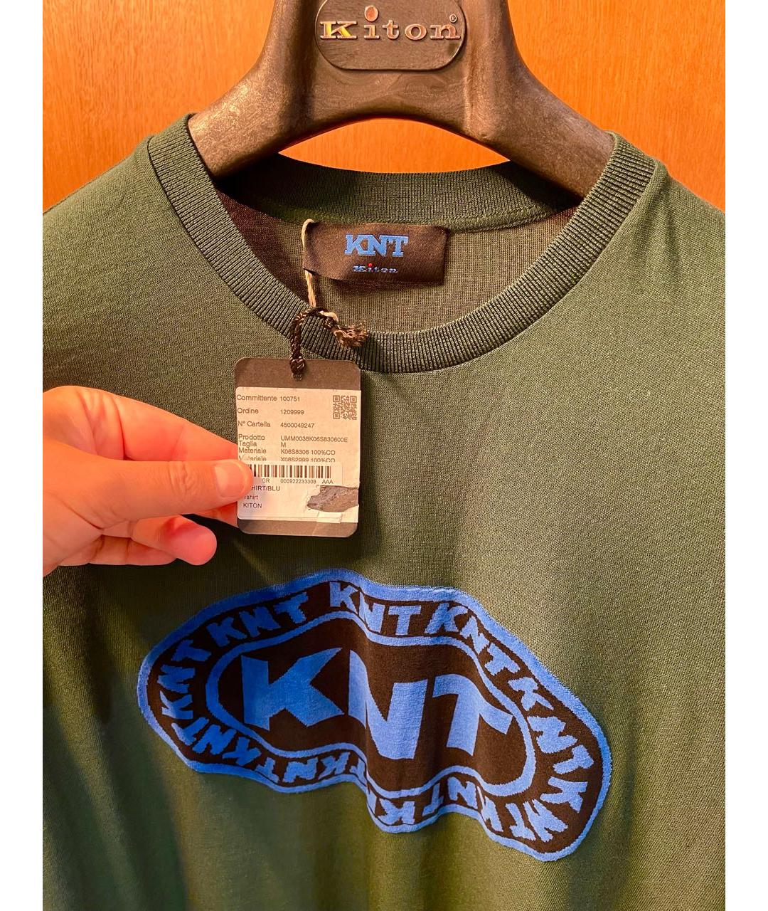 KITON Зеленая хлопковая футболка, фото 6