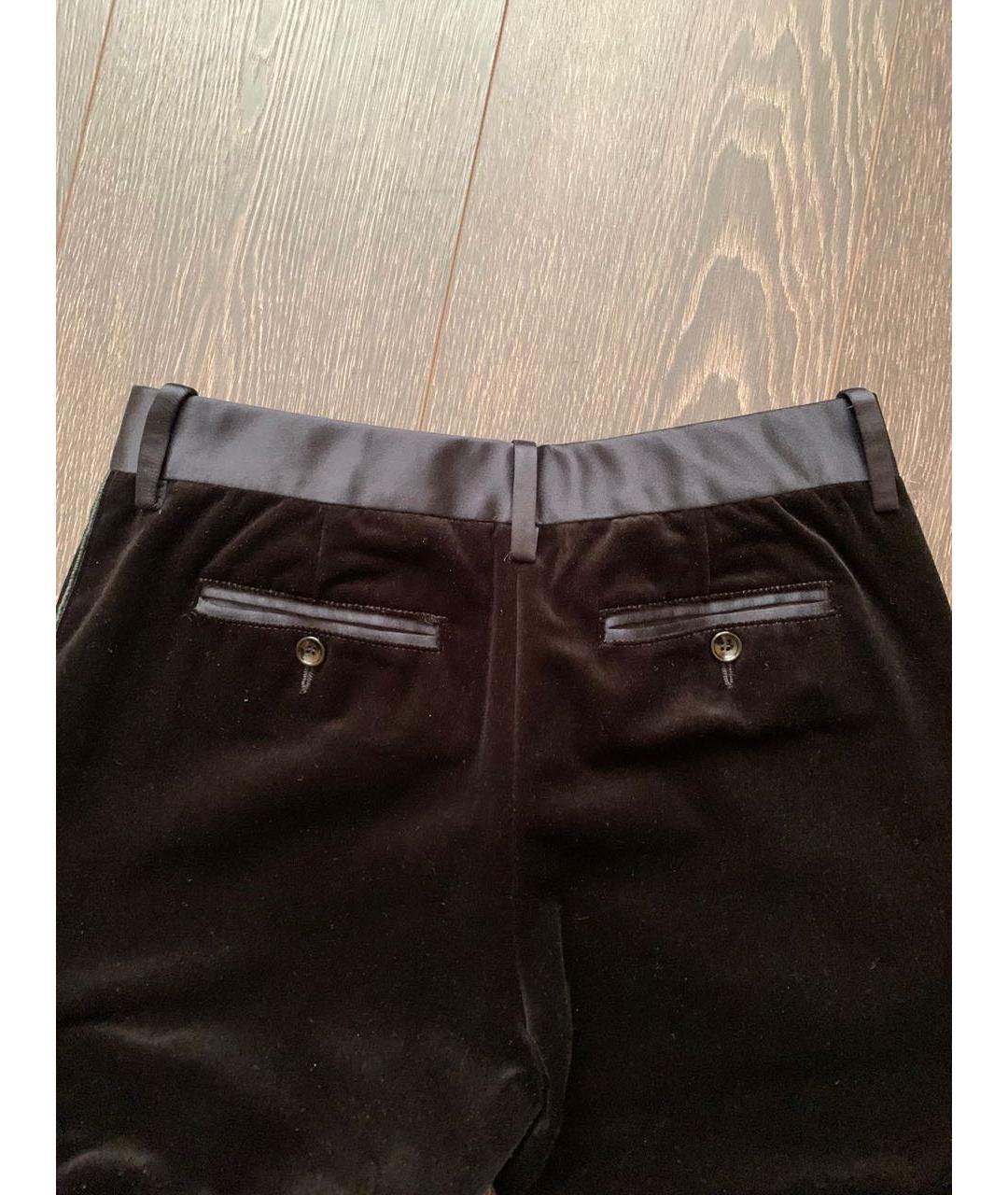 DOLCE&GABBANA Черные велюровые прямые брюки, фото 2