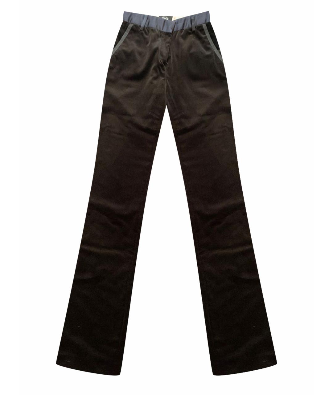 DOLCE&GABBANA Черные велюровые прямые брюки, фото 1